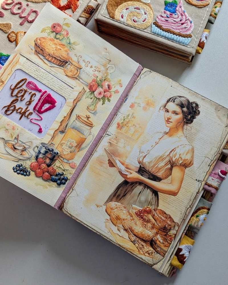 Notebook | Handcrafted Recipe Journal | Embroidered Textile Cover | RecipeHeart