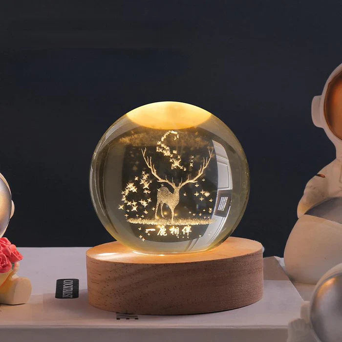 3D Carved Crystal Globe Lamp – Soft LED Night Light