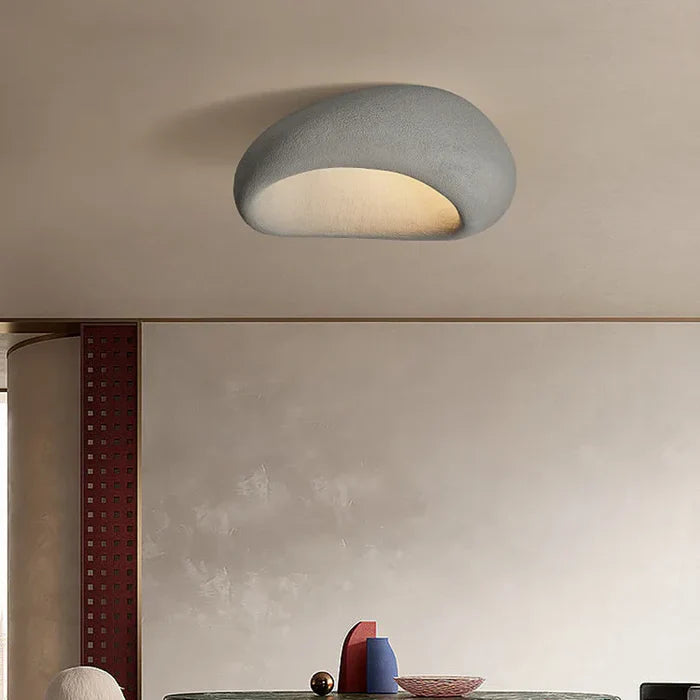Wabi Sabi Ceiling Light – Gentle Warm Glow with Natural Stone Finish