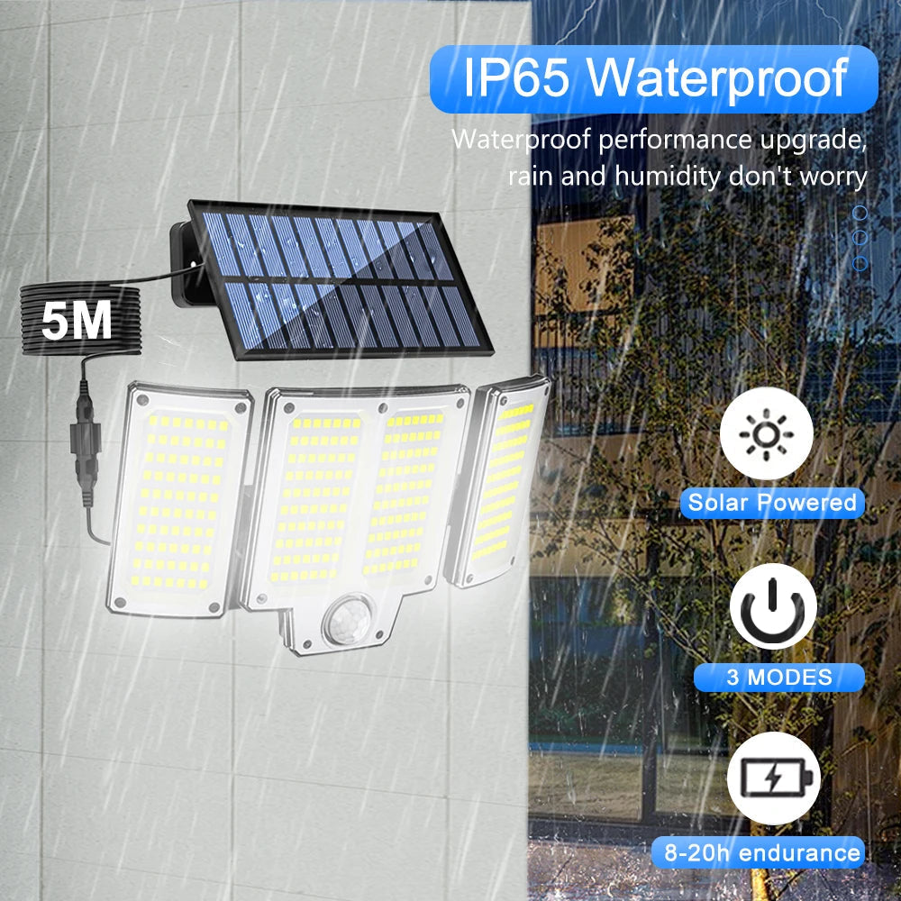 Solar Outdoor Wall Light with Motion Detector – 106/144/280 LEDs