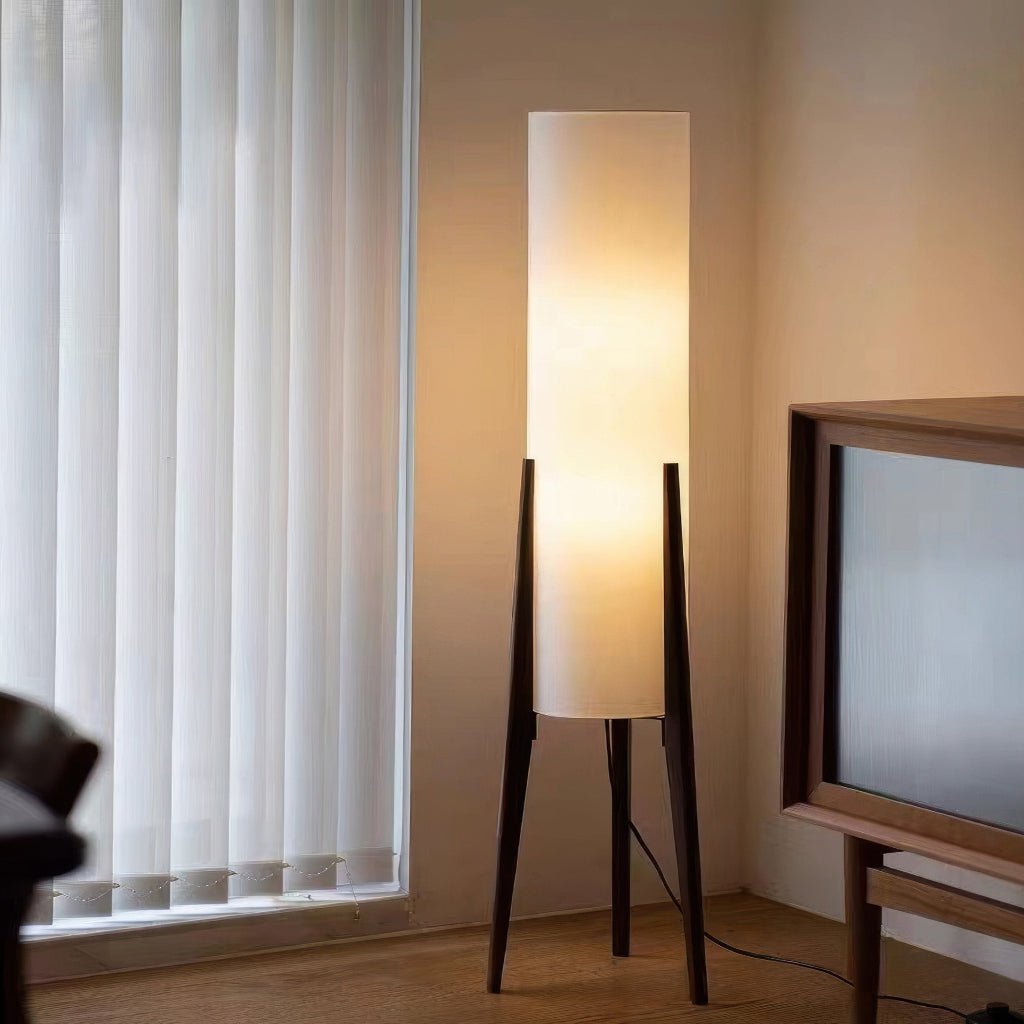 Scandinavian Style Floor Lamp with Walnut Base and Adjustable LED