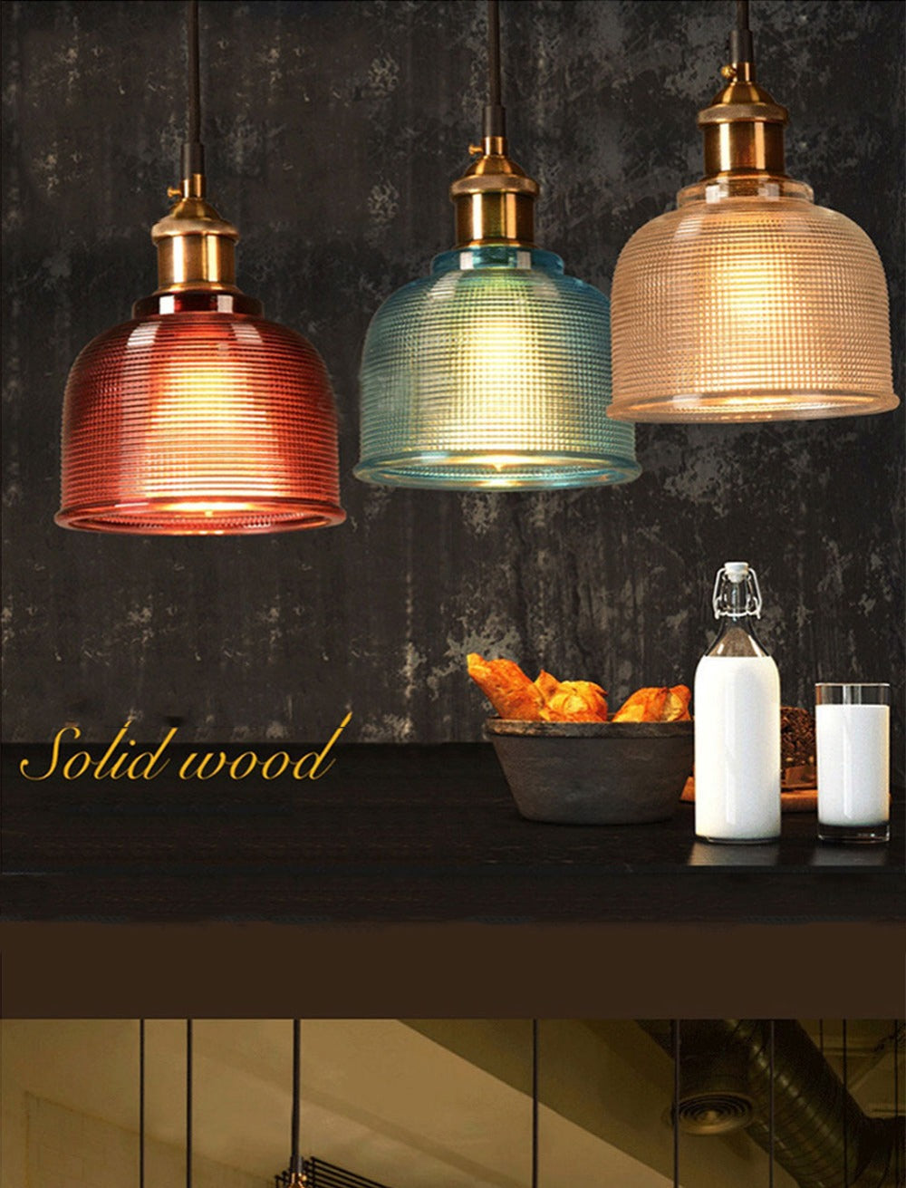 Vintage Glass Hanging Pendant Light