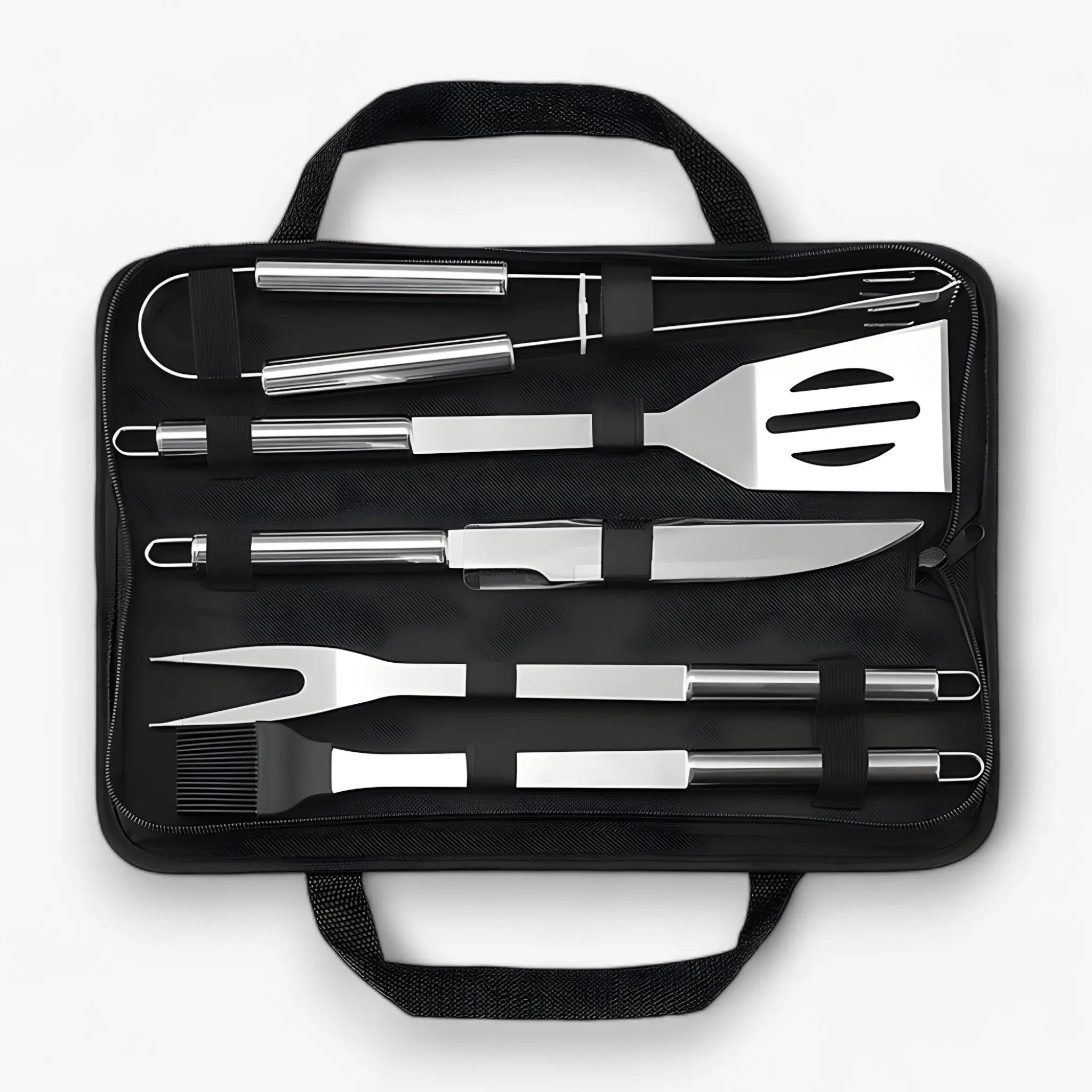 Stainless Steel BBQ Cutlery Set | Includes Carrying Case for Travel | Heat-Resistant Secure Grip | RostRanger