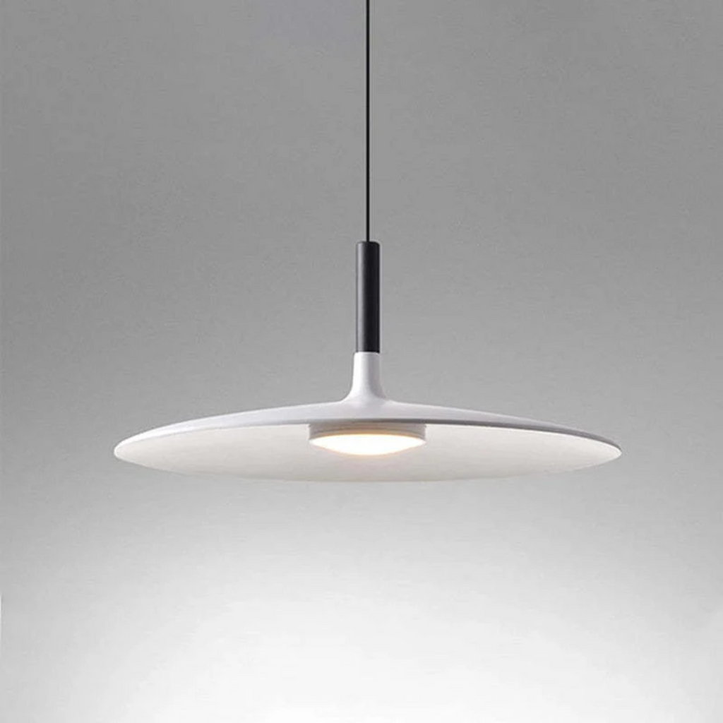 Contemporary White Metal Hanging Lamp – LED, Height Adjustable