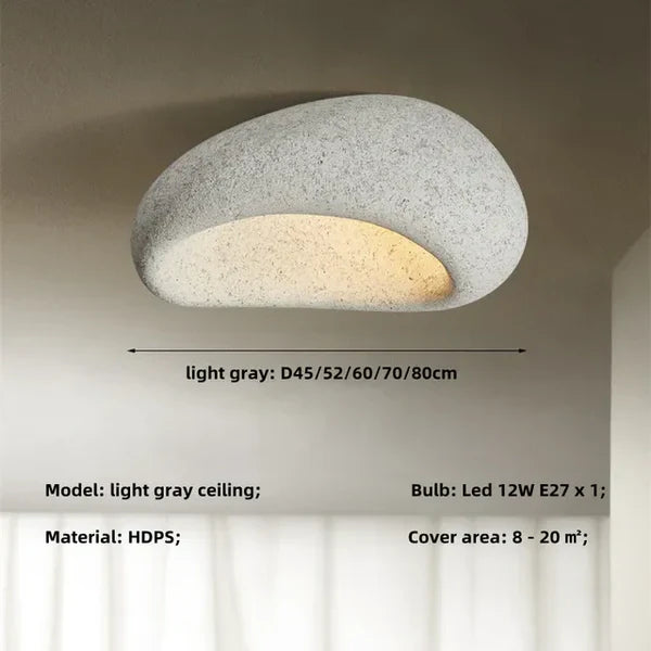 Wabi Sabi Ceiling Light – Gentle Warm Glow with Natural Stone Finish
