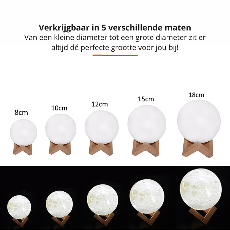 Moon Light with Wooden Base – 16 Shades & Adjustable Brightness