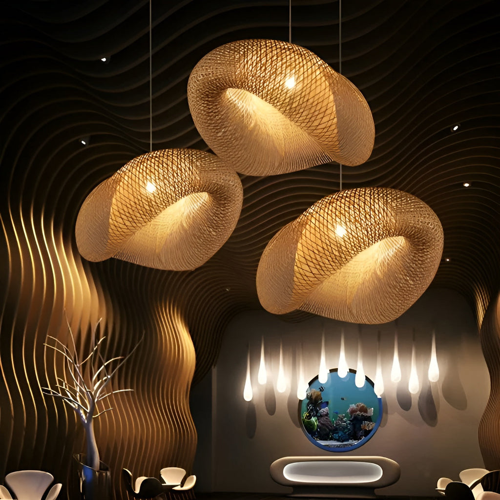 Organic-Style Bamboo Pendant Lamp with Natural Design