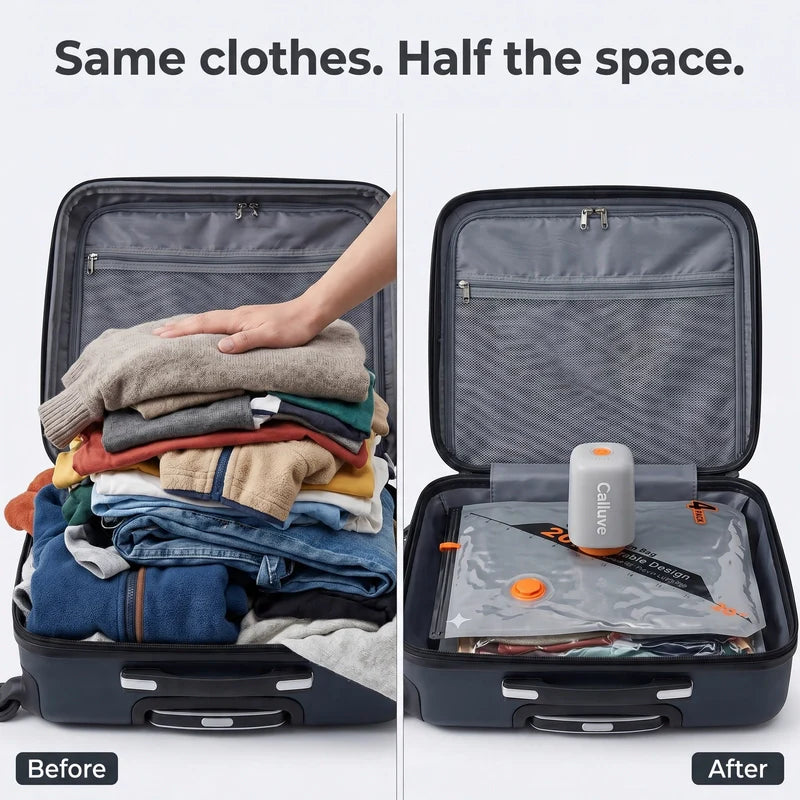 Calluve PacVac | Portable Travel Vacuum Bags