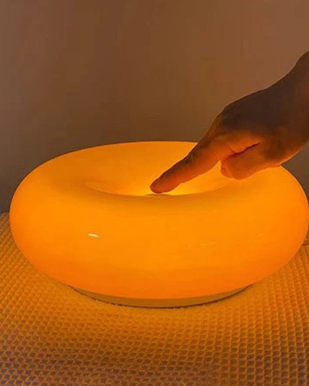 Round Donut-Shaped Table Lamp with Gentle LED Illumination