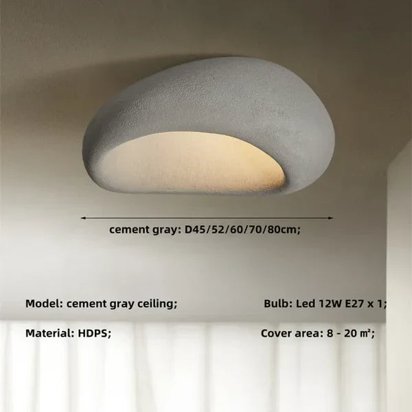 Wabi Sabi Ceiling Light – Gentle Warm Glow with Natural Stone Finish