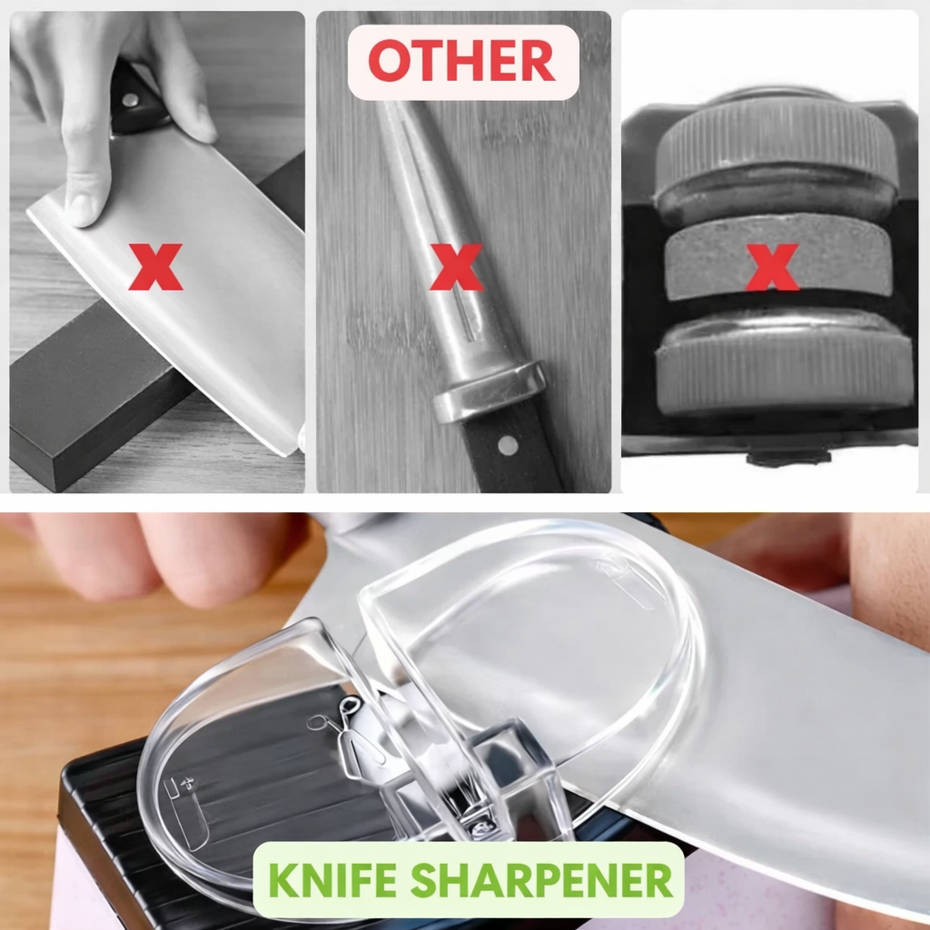 Knife Sharpener | Dual-Stage Honing | Secure Guide Slots | Enhanced Cutting Performance