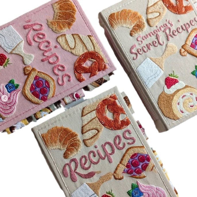 Notebook | Handcrafted Recipe Journal | Embroidered Textile Cover | RecipeHeart