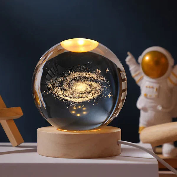 3D Carved Crystal Globe Lamp – Soft LED Night Light