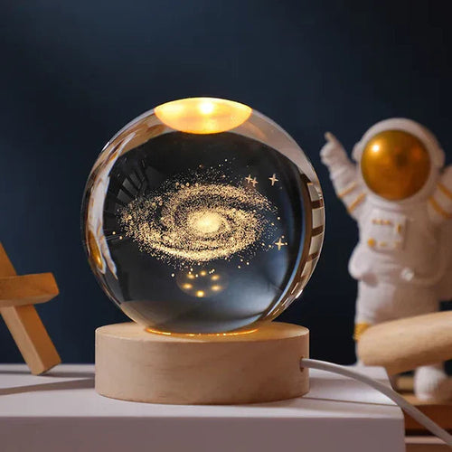 3D Carved Crystal Globe Lamp – Soft LED Night Light