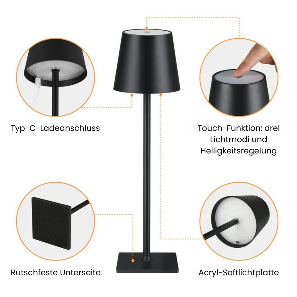 Wireless LED Desk Lamp with Touch Dimmer – Cordless, Pure Ambiance