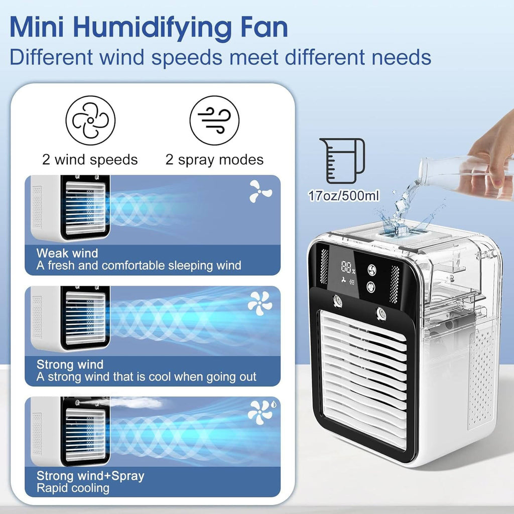 Rechargeable Mist Fan 17oz Tank Dual Spray