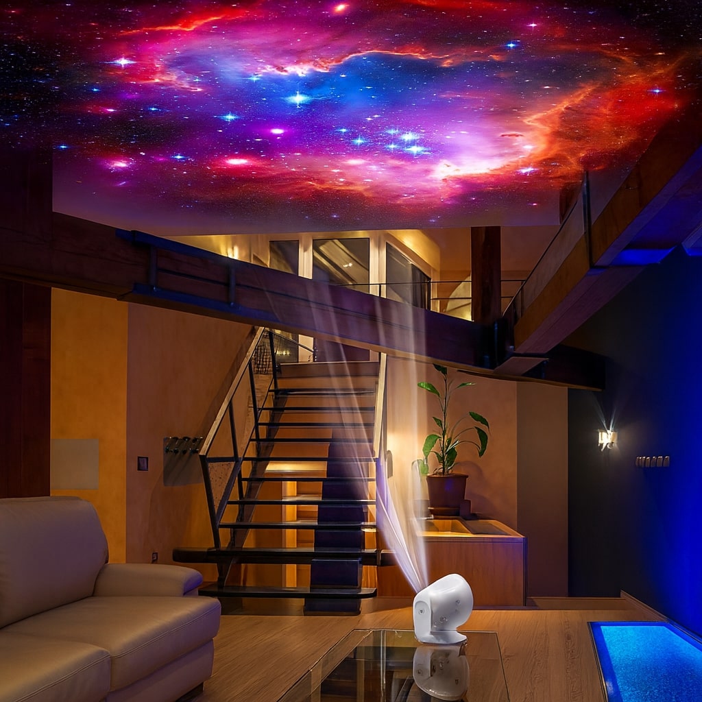 Galaxy Light Projector with 13 HD Visuals – Silent & Adjustable